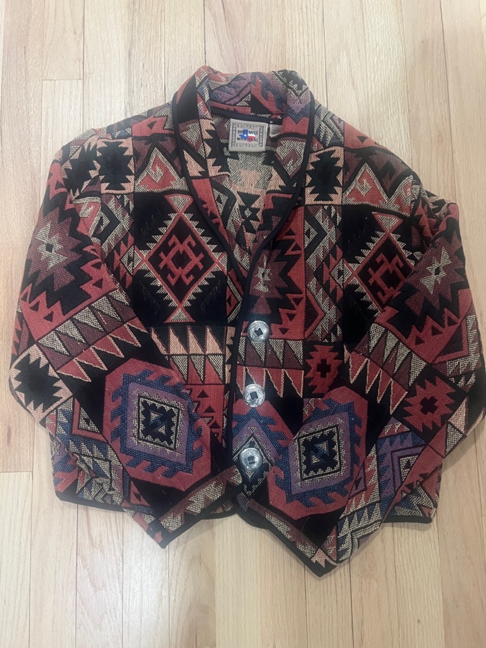 Southwestern Patterned Blazer Jacket - Red & Black